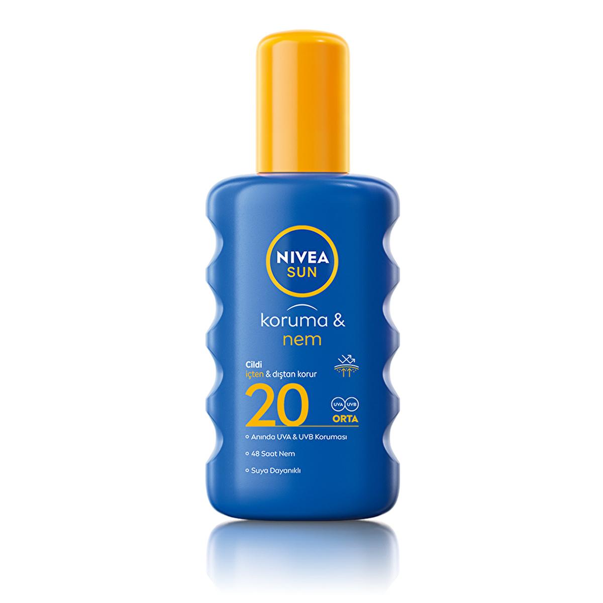Nivea Sun SPF20 High Sun Protection & Moisturizing Body Spray: UVA/UVB Defense, 48-Hour Hydration - Water Resistant, Non-Greasy Formula