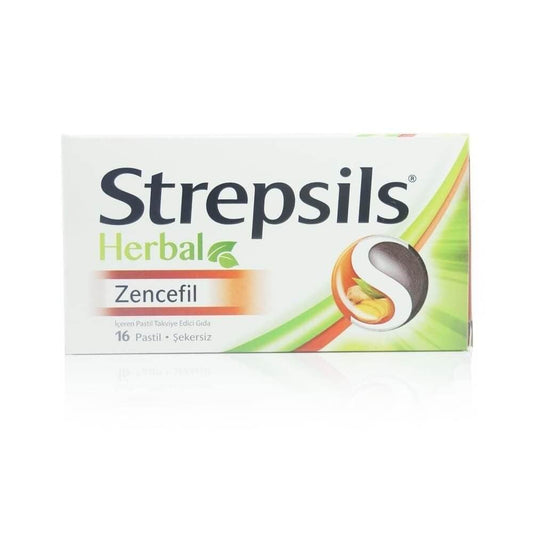 Strepsils Herbal Ginger Throat Lozenges: Fast Sore Throat Relief & Cough Suppressant - Natural & Soothing, 16 Count