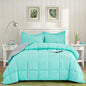 Full/Queen Traditional Microfiber Reversible 3 Piece Comforter Set in Blue/Grey