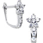 14k White Gold Clear Cubic Zirconia Flower Earrings