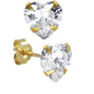 14k Yellow Gold .47 ct Cubic Zirconia Heart Stud Earrings