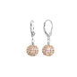 10mm Champagne Crystal Ball Sterling Silver Leverback Earrings