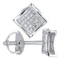 Solid 14k White Gold .10 Carat Micro Pav+ﾬ Genuine Diamond Earrings