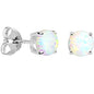 6mm Round Sterling Silver Synthetic Opal Stud Earrings