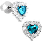 Sterling Silver Heart CZ December Birthstone Youth Screwback Earrings