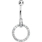 925 Sterling Silver Cubic Zirconia Circle Charm Belly Ring