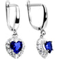 925 Silver CZ Heart September Birthstone Leverback Youth Earrings