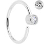 14k Solid White Gold Bendable Nose Hoop 20G 5/16 with 2mm Bezel CZ