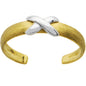 Solid 14k Yellow White Gold X Toe Ring
