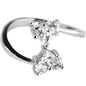 Solid 14k White Gold Cubic Zirconia Solitaire Heart Toe Ring