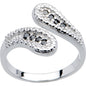 Sterling Silver 925 Black Cubic Zirconia Wrap Toe Ring