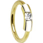 14G 3/8 Solid 14K Yellow Gold Clear CZ Captive Ring
