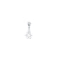 16G Solid 14k White Gold Cubic Zirconia Flower Belly Ring