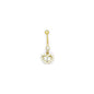 16G Solid 14k Yellow Gold Zirconia Noble Heart Belly Ring