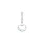 16G Solid 14k White Gold Cubic Zirconia Classy Heart Belly Ring