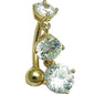 16G Solid 14k Yellow Gold Top Mount CZ Belly Ring