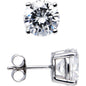 Sterling Silver 1.90 ct Basket-Set Cubic Zirconia Stud Earrings