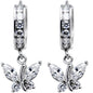 14k White Gold Clear CZ Butterfly Huggy Earrings