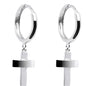 14k White Gold Cross Huggy Earrings