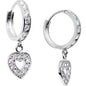 14k White Gold CZ Sweetheart Huggy Earrings