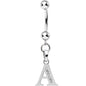16G Solid 14k White Gold CZ Initial A Belly Ring