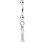 16G Solid 14k White Gold CZ Initial I Belly Ring