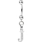 16G Solid 14k White Gold CZ Initial J Belly Ring
