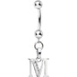 16G Solid 14k White Gold CZ Initial M Belly Ring