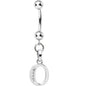 16G Solid 14k White Gold CZ Initial O Belly Ring