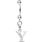 16G Solid 14k White Gold CZ Initial Y Belly Ring