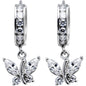 Sterling Silver CZ Butterfly Huggy Earrings