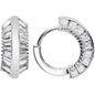 Sterling Silver Square Cubic Zirconia Hoop Huggy Earrings
