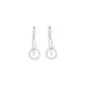 Sterling Silver CZ Teardrop Circle Dangle Huggy Earrings
