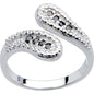10K White Gold Black Cubic Zirconia Wrap Toe Ring