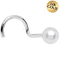 Solid 14K White Gold 3mm Pearl Nose Screw Ring