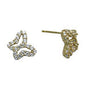 14k Yellow Gold CZ Hollow Butterfly Stud Earrings