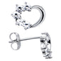 14k White Gold CZ Hollow Heart Stud Earrings