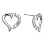 14k White Gold CZ Hollow Heart Stud Earrings 12mm