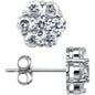 14k White Gold 9mm CZ Flower Stud Earrings