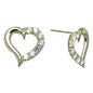 14k Yellow Gold CZ Hollow Heart Stud Earrings 12mm