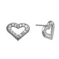 14k White Gold CZ Hollow Heart  Stud Earrings 12mm