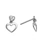 14k White Gold CZ Dangle Heart Stud Earrings