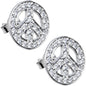 14k White Gold CZ Paved Peace Sign Stud Earrings