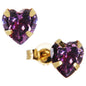 14k Yellow Gold .47 Carat CZ Heart February Birthstone Earrings