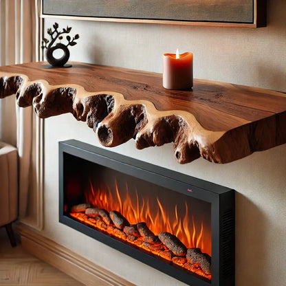 Custom Live Edge Walnut Wood Mantel Shelf