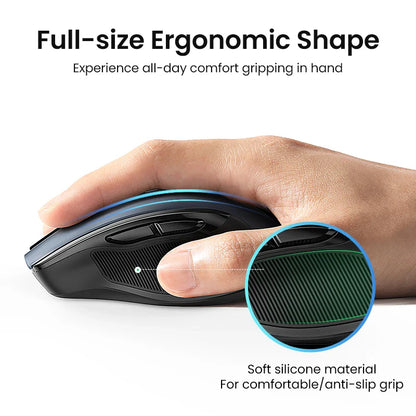 Wireless Bluetooth 5.0 Mouse — Ergonomic Silent 4000 DPI Dual Mode (2.4GHz) 6-Button for Laptop, MacBook, Tablet, PC