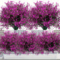 12 Bunches Outdoor Artificial Flowers UV Resistant Plastic Shrubs Decorative Plants for Garden Edging Window Boxes Fake Greene