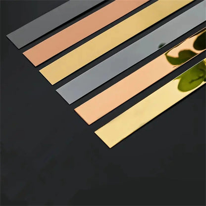 5M Stainless Steel Flat Decorative Line Self-adhesive Furniture Wall Sticker for Wall Ceiling Edge Strip Living Room Decoration
