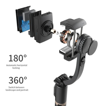 Roreta 2024 NEW Gimbal Stabilizer Selfie Stick Foldable Wireless Tripod with Bluetooth Shutter Monopod for IOS Android