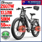 26-Inch 2000W Dual Motor Electric Mountain Bike, 7-Speed Fat Tire E-Bike, 48V 17.5Ah Removable Battery